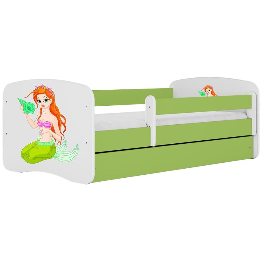Łóżko dziecięce Babydreams+SZ+M zielony 70x140 syrenka