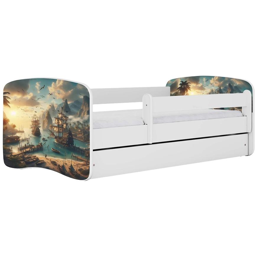 Łóżko dziecięce Babydreams+SZ+M biały 70x140 statek