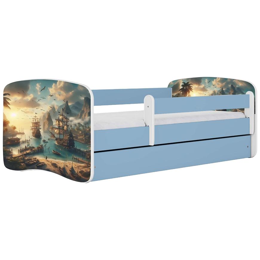 Łóżko dziecięce Babydreams+SZ+M niebieski 70x140 statek
