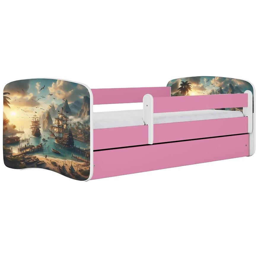 Łóżko dziecięce Babydreams+SZ+M różowy 80x180 statek