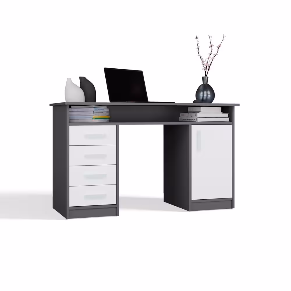 Biurko Adela 125 cm 4S antracyt/biały