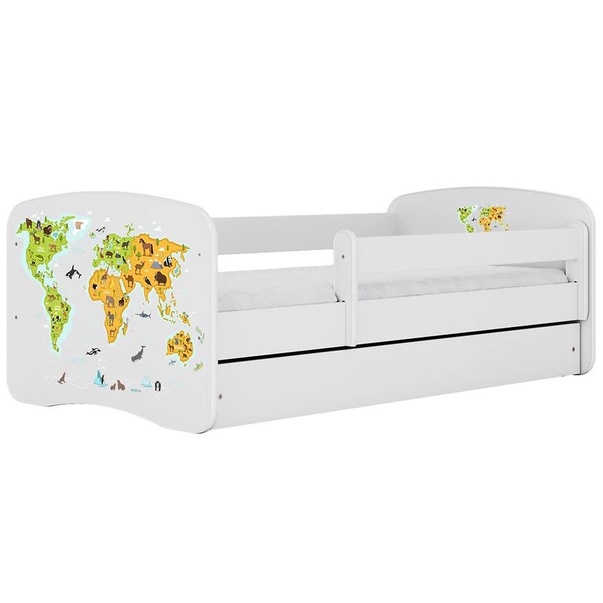 Łóżko dziecięce Babydreams+SZ+M biały 80x160 mapa
