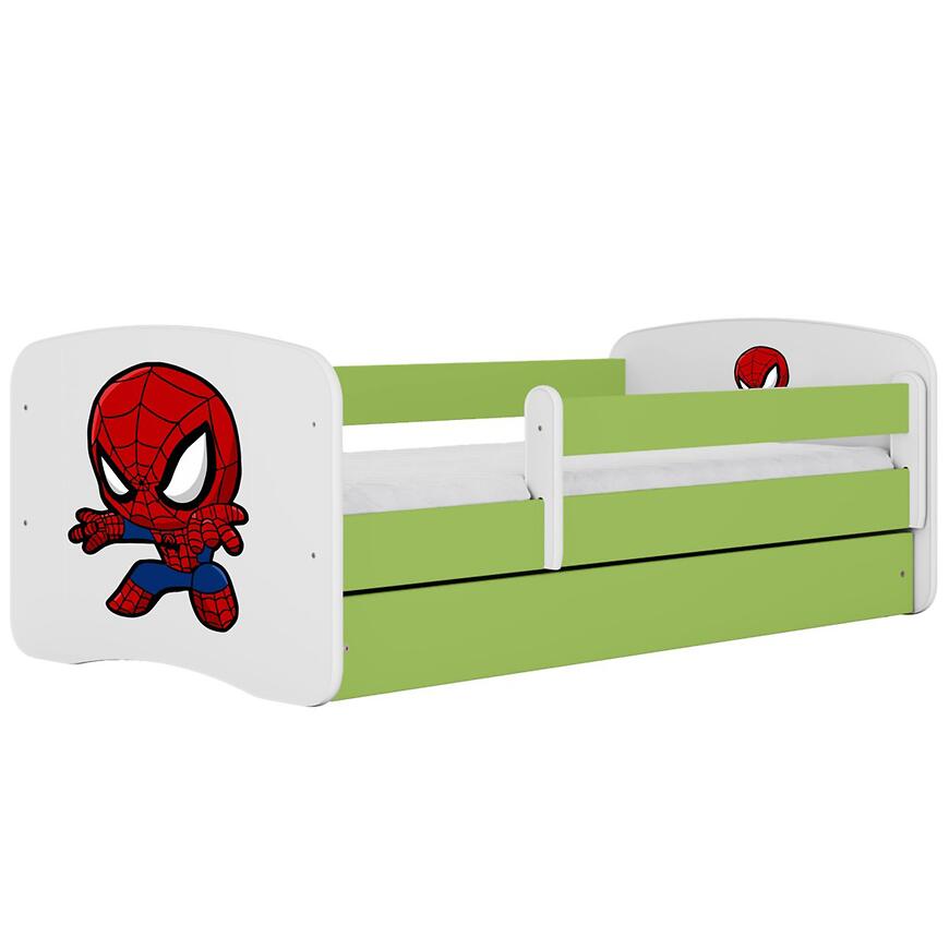 Łóżko dziecięce Babydreams+SZ+M zielony 80x180 Spider-man