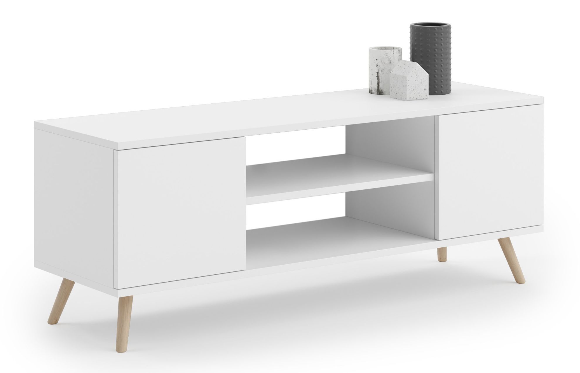 Szafka RTV 135 cm skandynawska biała