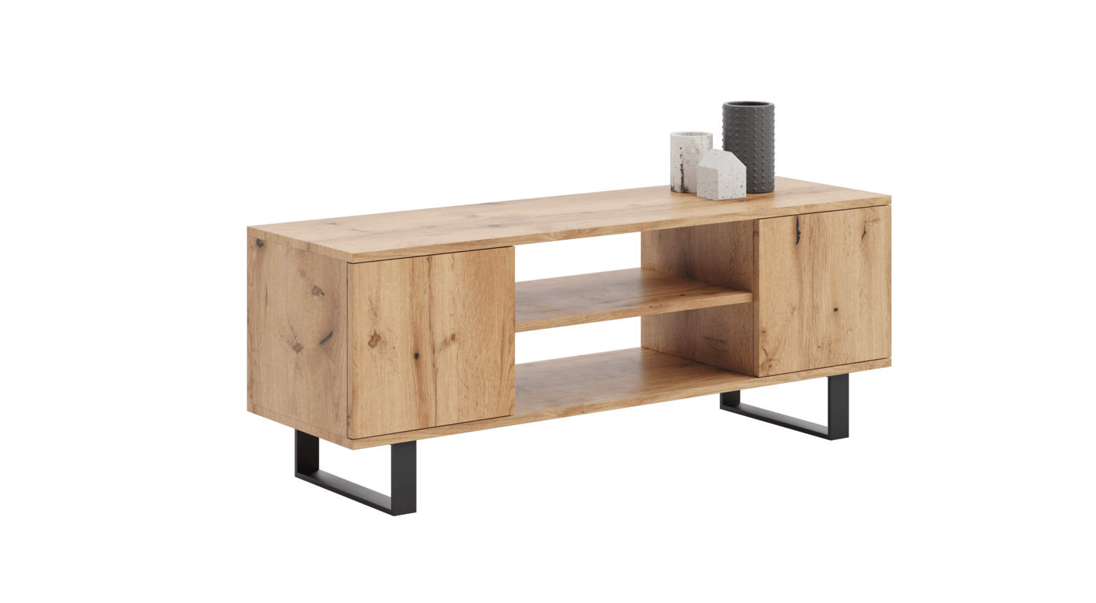 Szafka RTV 135 cm loft dąb craft złoty