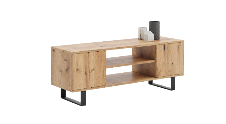 Szafka RTV 155 cm loft dąb craft złoty