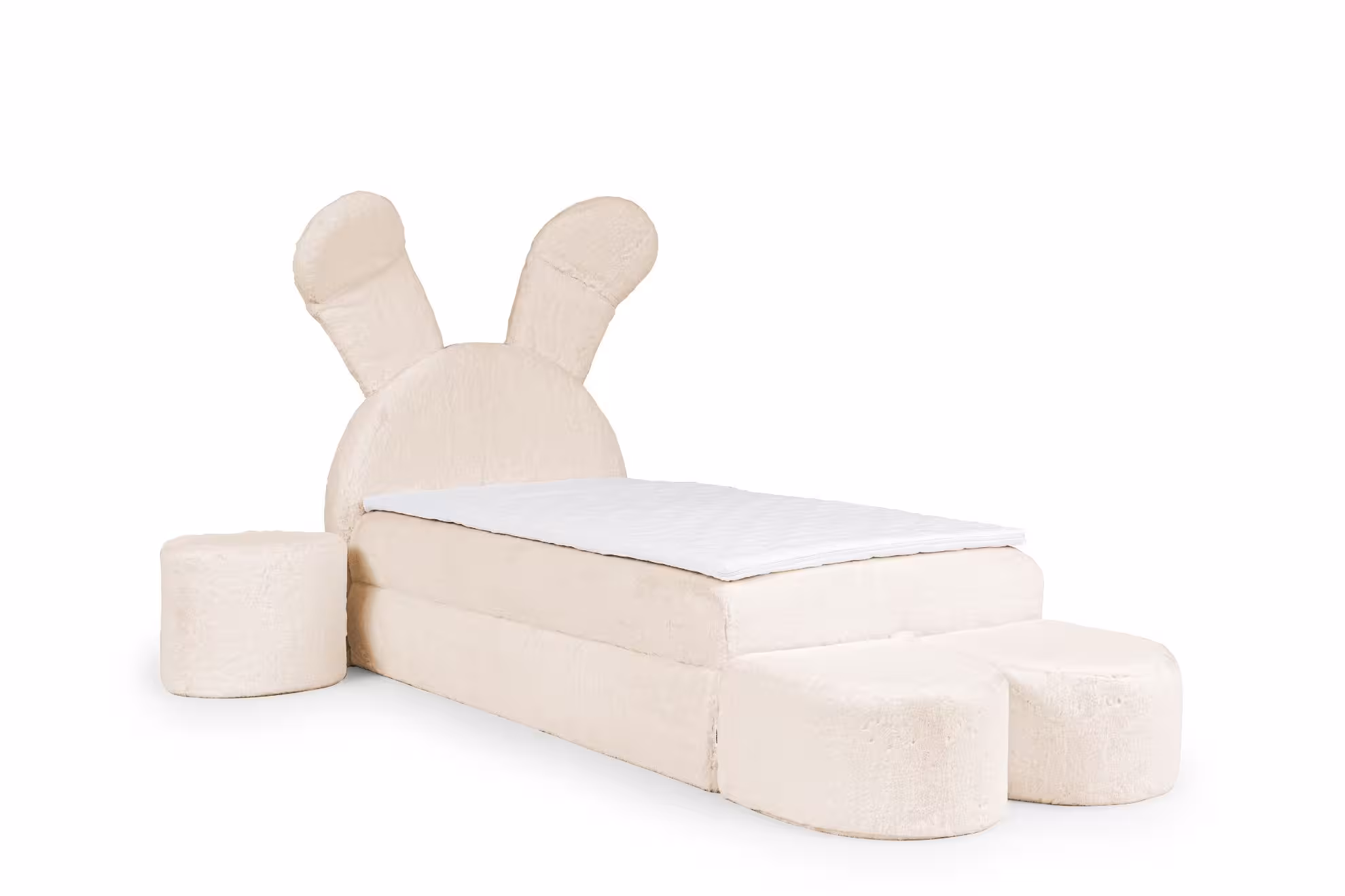 Łożko kontynentalne Rubbit z zestawem 100x200 kremowy