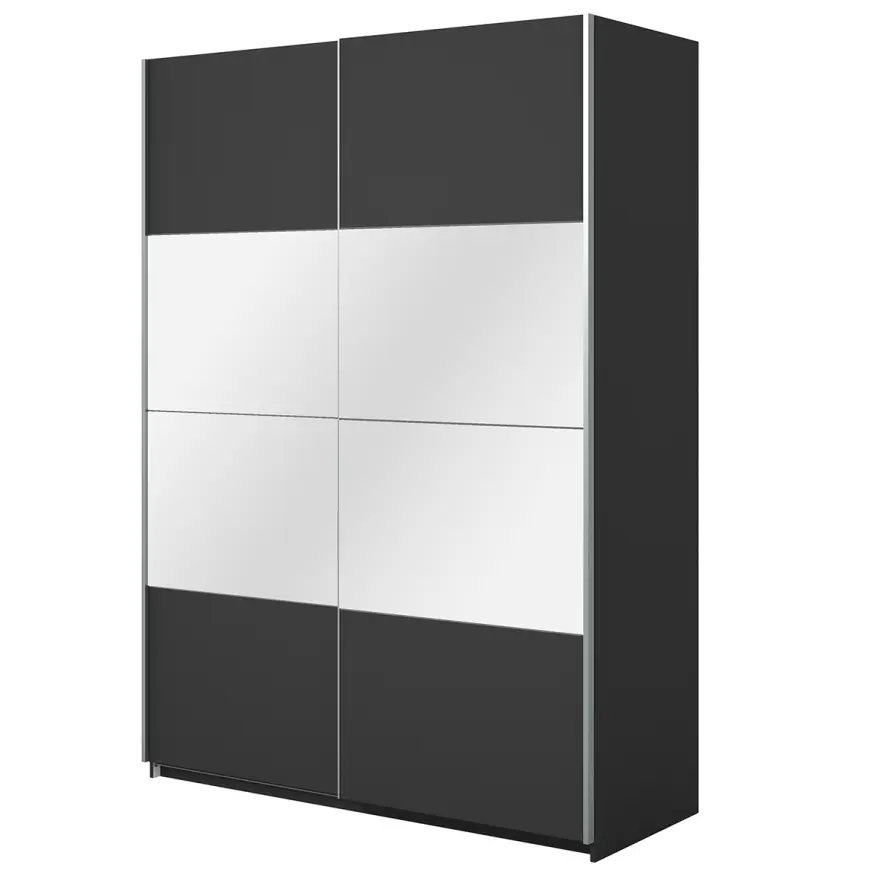 Szafa 150cm Beta 55 Czarny/Lustra
