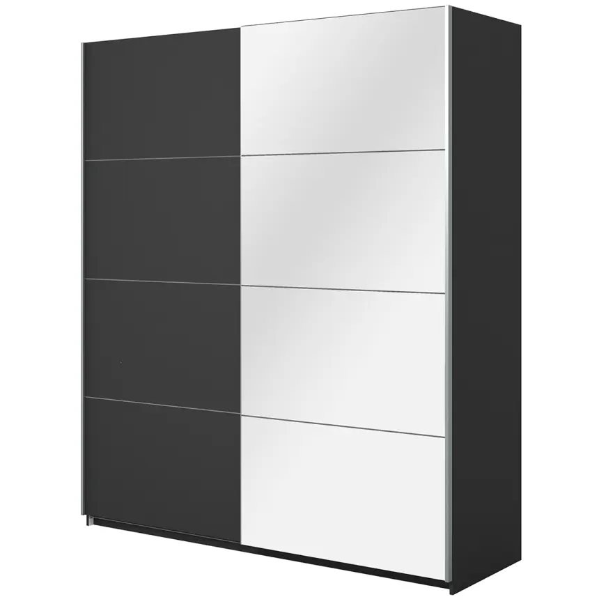 Szafa 200cm Beta 57  Czarny/Lustra