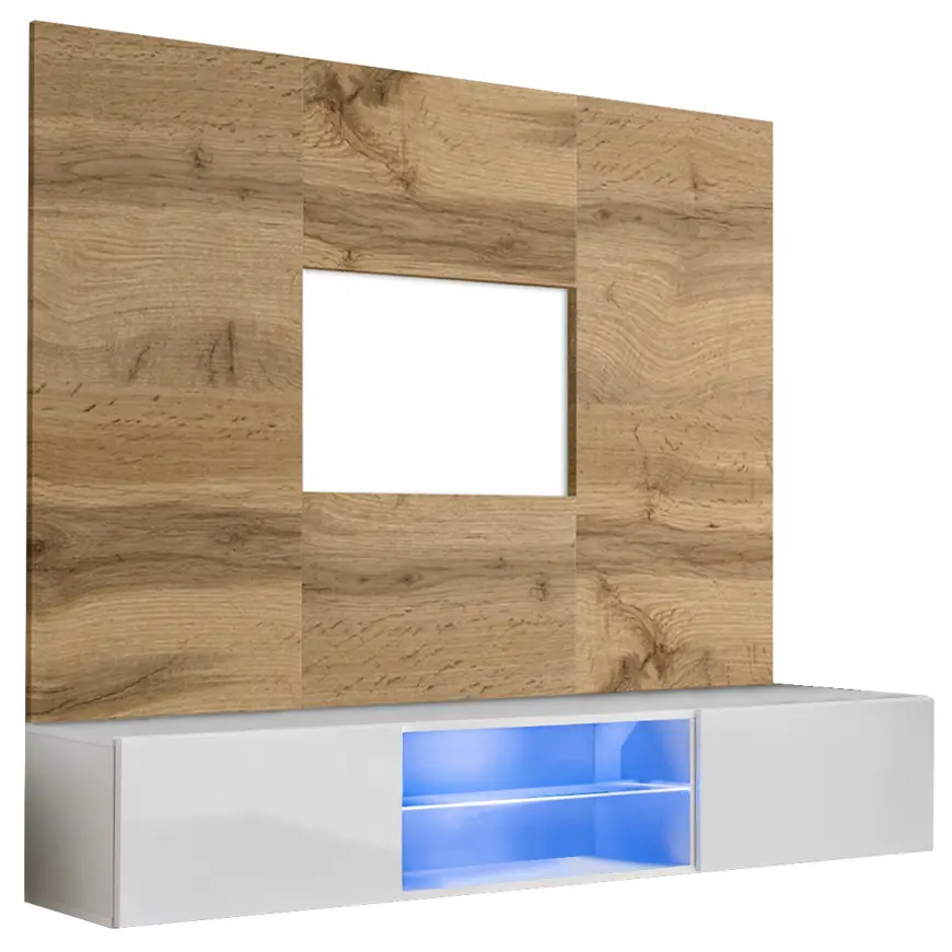 Szafka RTV + Panel Switch Wtw Sw Pr3 + Led Wotan/Bílá